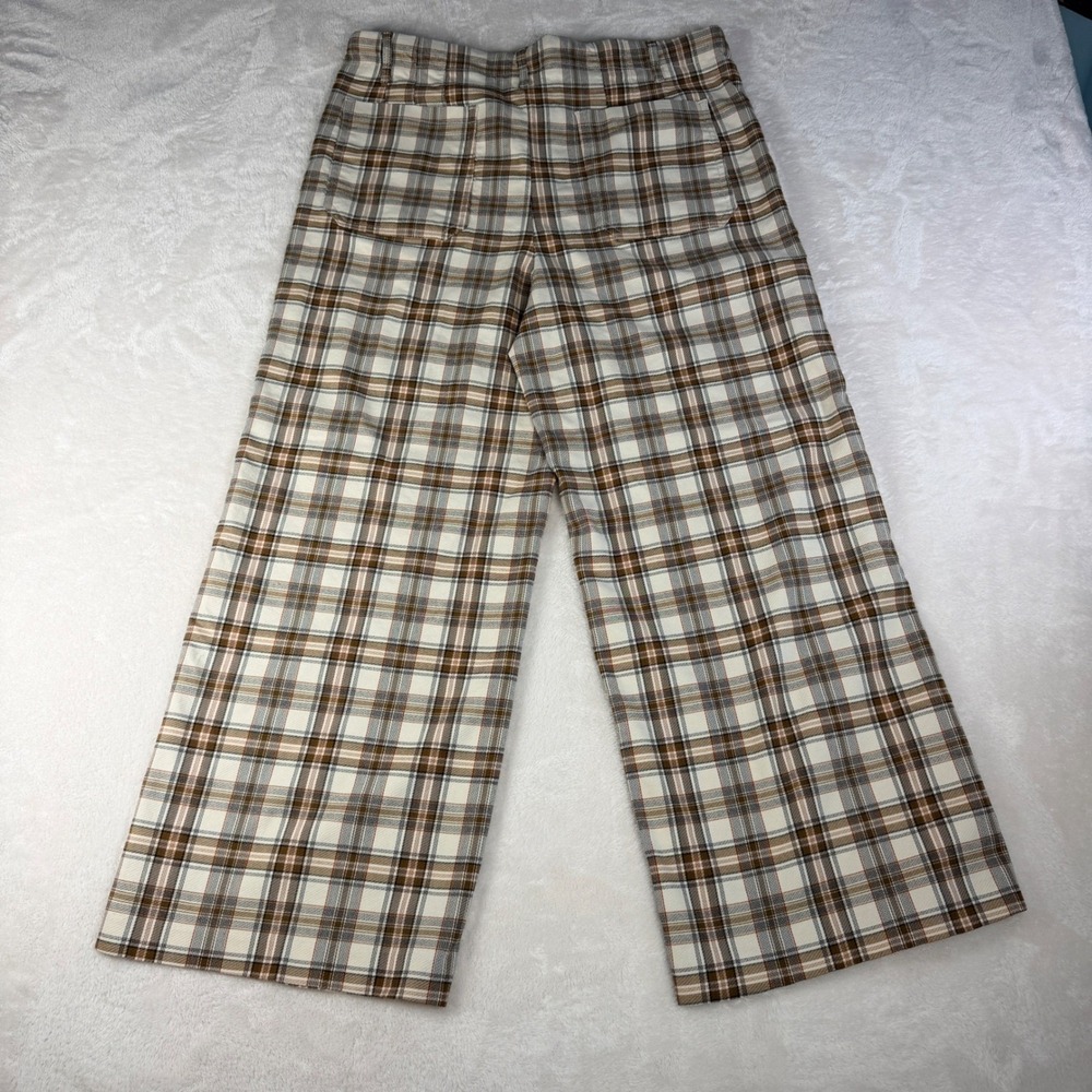 Jules & Leopold Plaid Wide Leg Pants Womens XL Brown High Rise Dark Academia